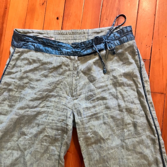 Soft Surroundings Linen Pants Contrast Piping size small - Picture 2 of 9